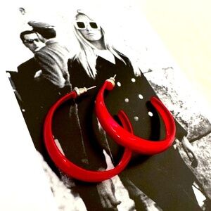 Vintage 90s Red Hoop Earrings